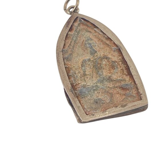 Antique Thai Buddha Amulet Pendant With Silver Frame - Picture 1 of 8